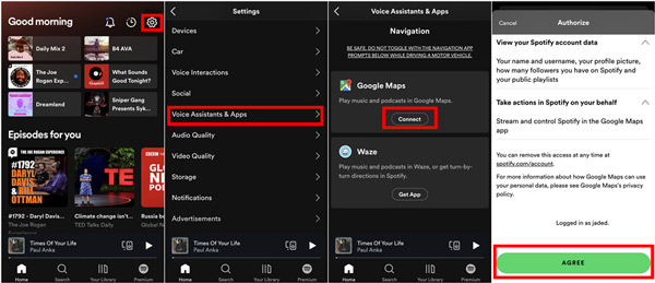 agree to connect google maps on spotify