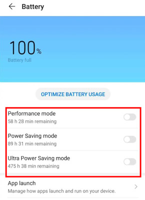turn off battery saving mode