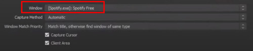 select spotify in the window option