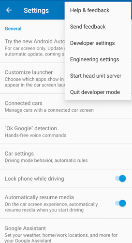 open developer settings on android auto app