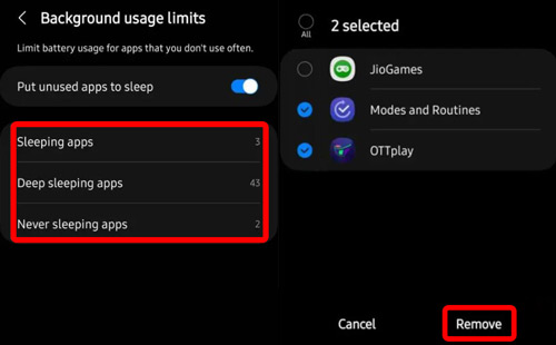 remove tidal from sleeping apps