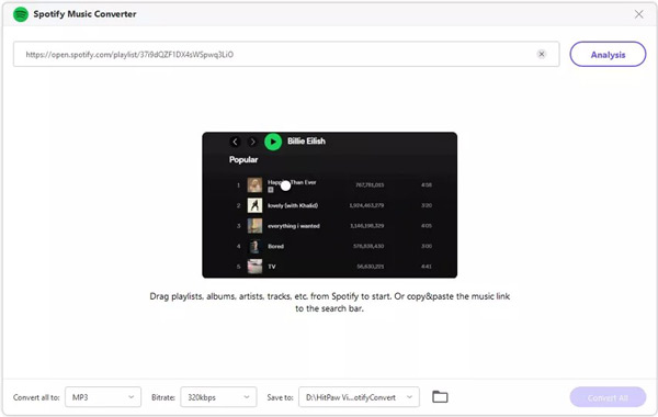 add spotify link to hitpaw spotify converter