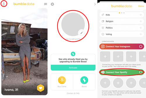 how to connect spotify to bumble