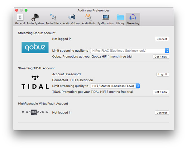 connect tidal and audirvana