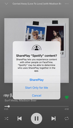 how to use spotify shareplay on facetime