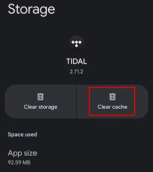 clear cache if can't login to tidal