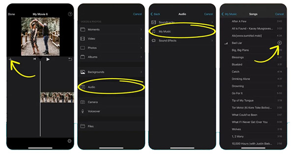 add spotify music to imovie on iphone