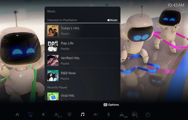 how to control apple music on ps5