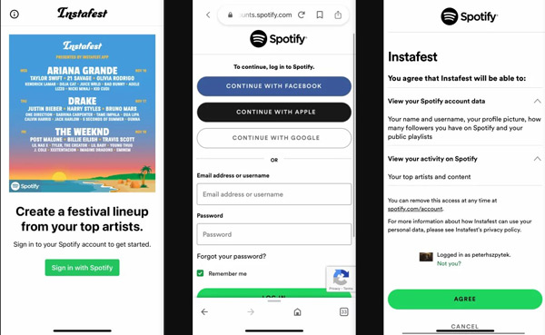 instafest spotify login