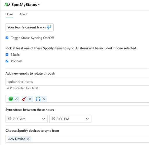 set slack spotify status via spotmystatus