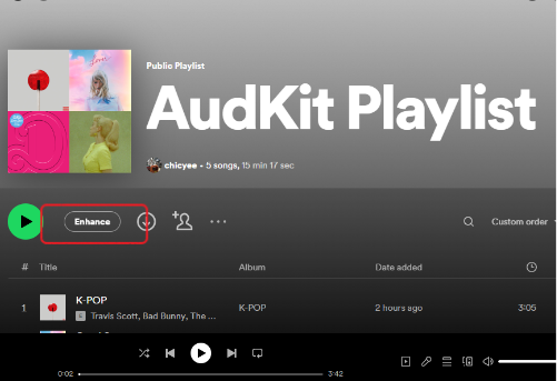 turn off enhance feature on spotify