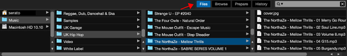 select files in serato dj pro