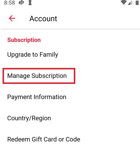 manege apple music subscription on android
