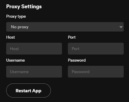 choose no proxy on spotify settings