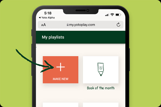 add playlist in yoto make your own cards webpage