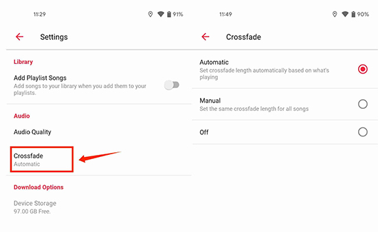 use apple music crossfade on android