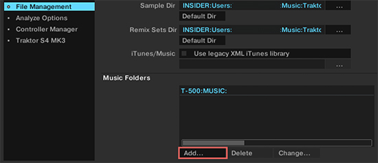 use apple music in traktor via file menu