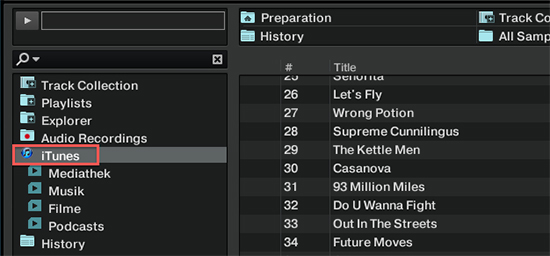 connect traktor to apple music via itunes