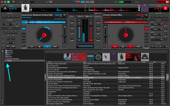 connect apple music to virtual dj via itunes