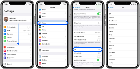 set apple music equalizer iphone