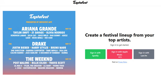 how to start instafest app for apple music