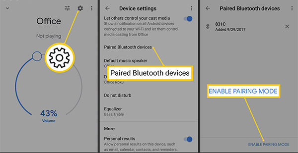 enable bluetooth on google home app