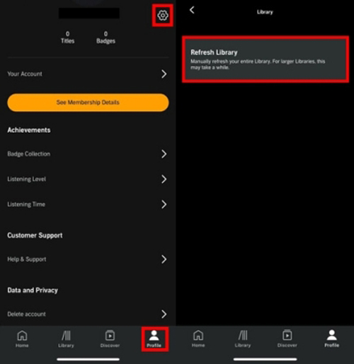 refresh library audible iphone