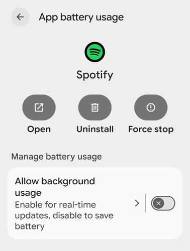 allow spotify background usage