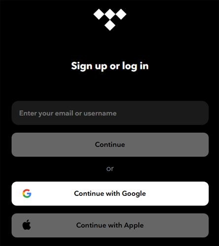 log in to tidal