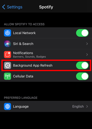 turn on backgroud app refresh